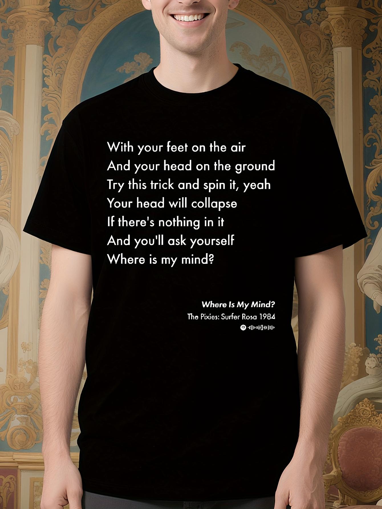 The Pixies Where Is My Mind Lyrics Jersey Tshirt - Black ... XL