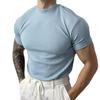 Europejski Męski T-Shirt Slim Fit z Wysokim Kołnierzem i Krótkim Rękawem, Letnia Elastyczność, Nowy Okrągły Dekolt