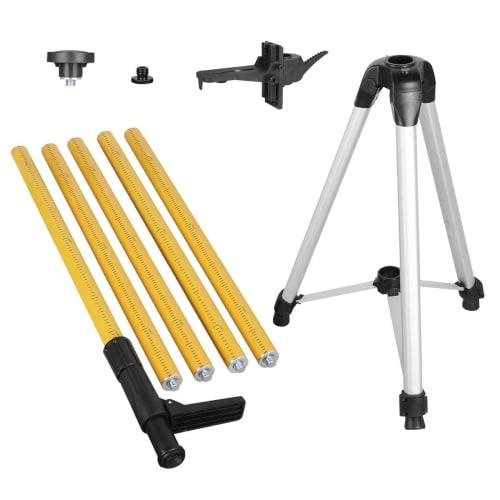 JEPPO 12.14 ft/3.7 m Telescopic Rod Suitable for Laser Levels and Includes Adjustable Laser Level Tripod. Includes 1/4"-20 Laser Rod Mount and 5/8"-11