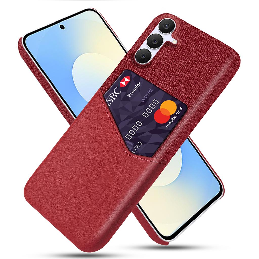 For Samsung Galaxy S25 FE Case PU Leather Cloth Texture Hard PC Phone Cover with Card Holder