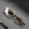 New Men Reading Glasses Rimless Cut Edge Presbyopic Glasses Anti Blue Light Anti Fatigue Plus Glasses Presbyopia Clear Lens