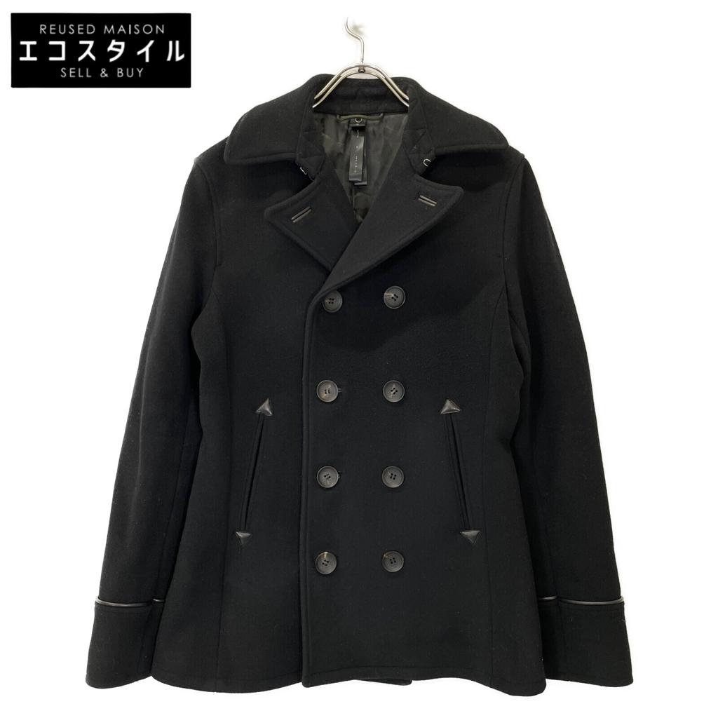 WJK Black 1822 WI77h Melton Wool Peacoat Coat M blackUsed