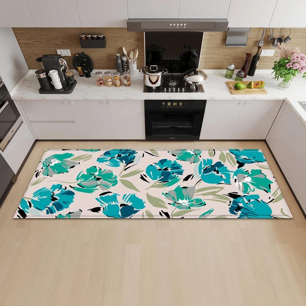 Tropical Plant Illustration Pattern Home Kitchen Floor Mat Door Front Decoration Floor Mat