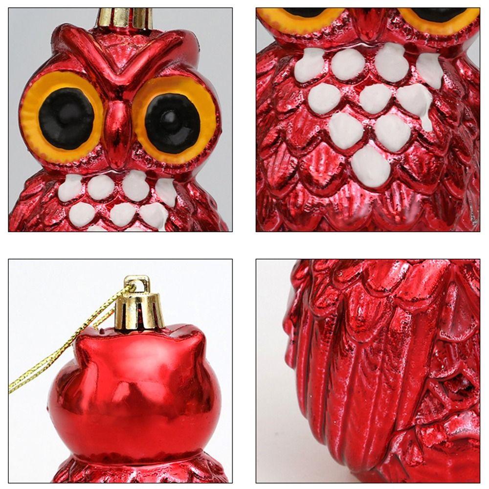 4Pcs Plastic Christmas Owl Pendant Electroplated Christmas Decoration  Party Ornaments