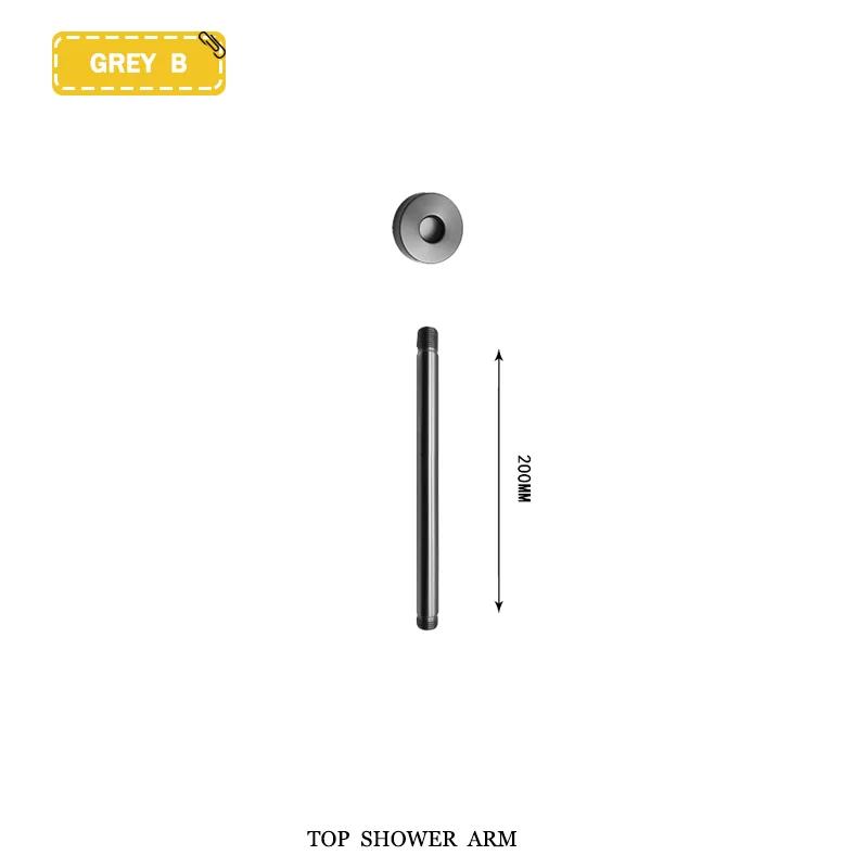 Black G1/2 Round/Square Shower Arm Bathroom Stainless Steel Ceiling Wall Mount Fixed Shower Bracket Faucet Replacement Parts