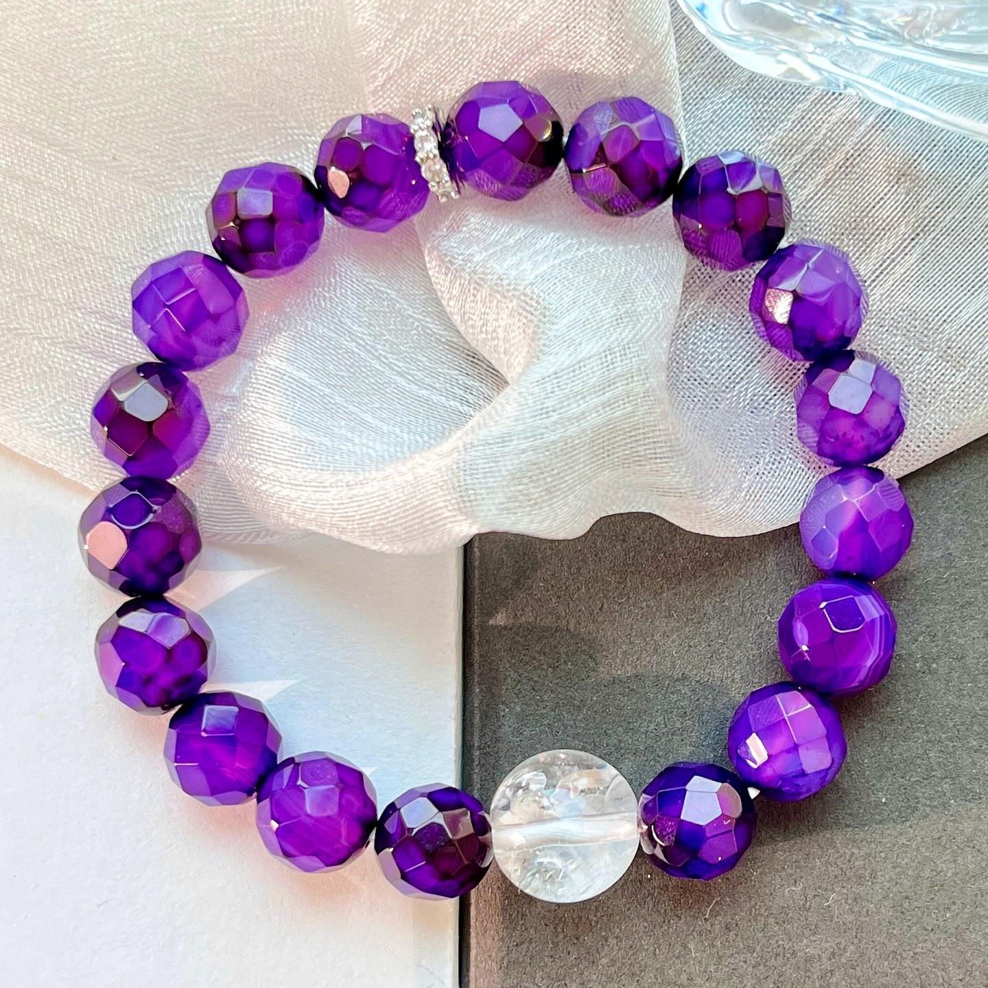 Natural White Crystal Chalcedony Design Bracelet Bracelet.