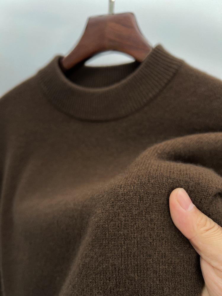 Men's Winter Australian Wool Half-High Collar Sweater – 100% Pure Wool, Thick and Warm.