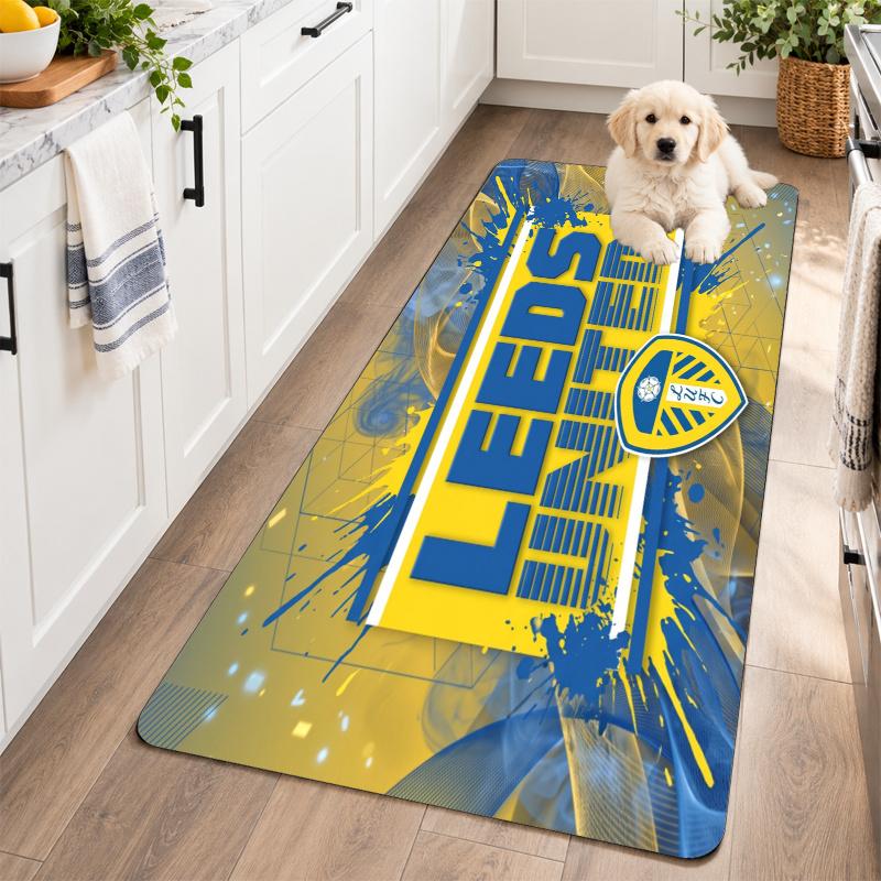 Flannel Kitchen Mat Leeds United Football Soft Area Rug Non Slip Floor Carpet Home Decoration