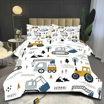 Set copripiumino auto carino 3 pezzi Misura King, set biancheria da letto camion trattore per adolescenti, Set biancheria da letto per camera da letto, Hotel