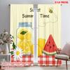 2pcs 2D Flat Printing Window Drapes Sweet Summer Time Lemonade 100% Polyester Without Electricity Seasonal Party & Holiday Decor