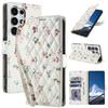 Rhombus Flower Pattern Leather Case for Samsung Galaxy S25 Ultra S24 Plus S23 FE S22 S21 S20 Note20 A36/A56 A55 A54 Wallet Cover