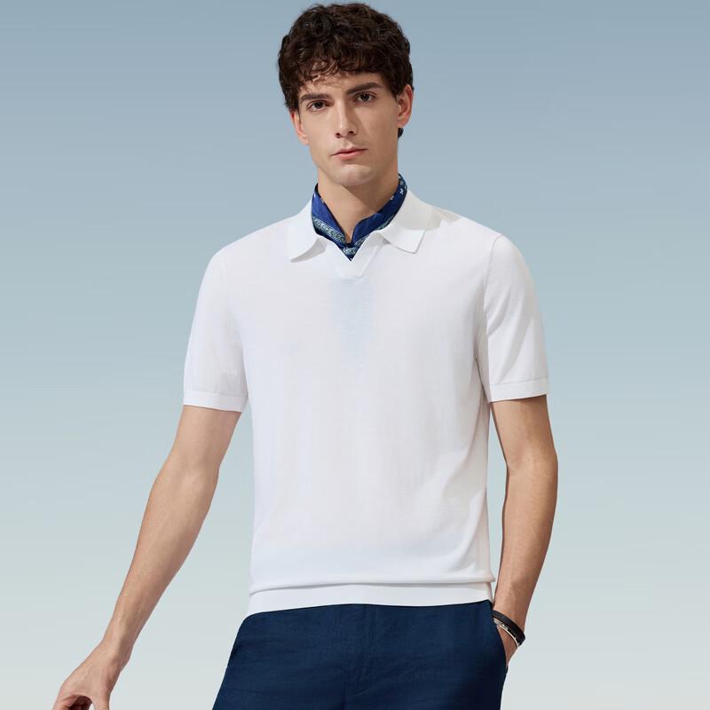 Judger Men s Silk Blend Seagull Collar Polo Shirt L