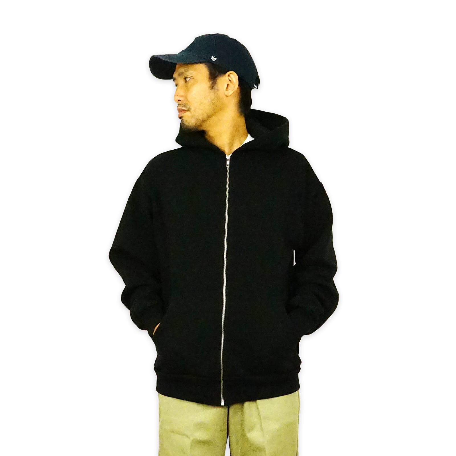 

LOSANGELES APPAREL HF10 14oz Heavy Fleece Hooded Size M Zip-Up Sweatshirt, Black, [Used] чёрный