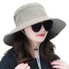 1Pc Summer Big Brim Sun Hat For Female Seaside Sun Protection UV Beach Cap Japanese Wild Fisherman Hat with Windproof Rope Gifts