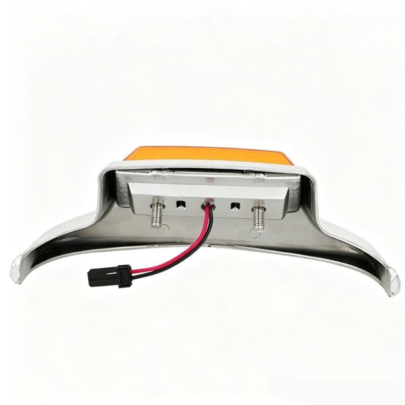 Motorcycle Rear Marker Lamp, Orange LED Lens with Curved Polished ABS Casing, Complete with Installation Hardware for Rear‑Light Upgrade