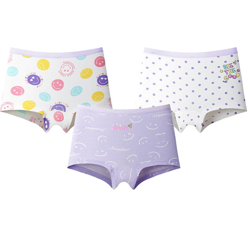 Girls' Cute Polka Dot Antibacterial Underwear (3-Pack)