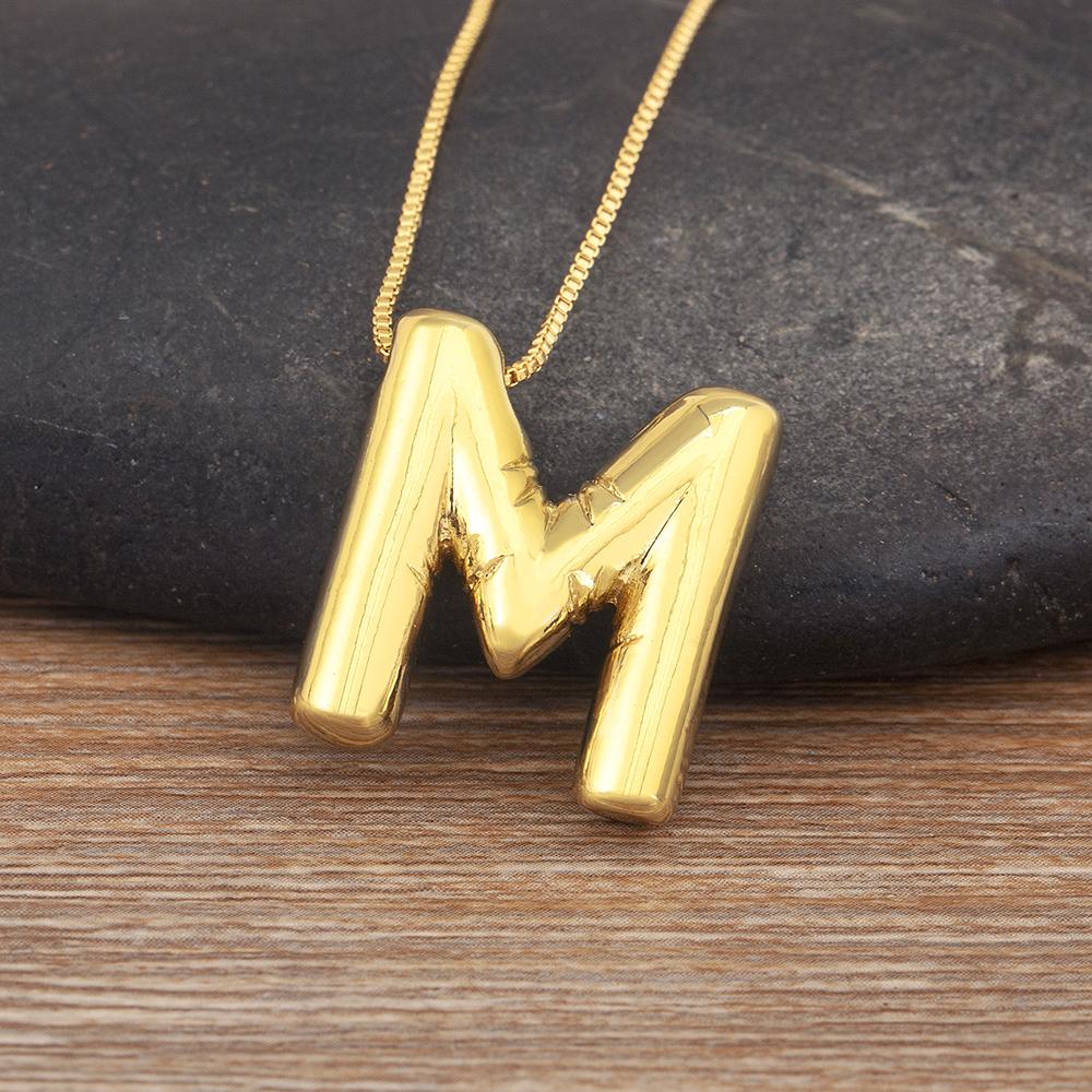 Nidin New Retro Punk Style Copper A-Z Letters Pendant Necklace Initials Alphabet For Women Vintage Name Jewelry Daily Party Gift