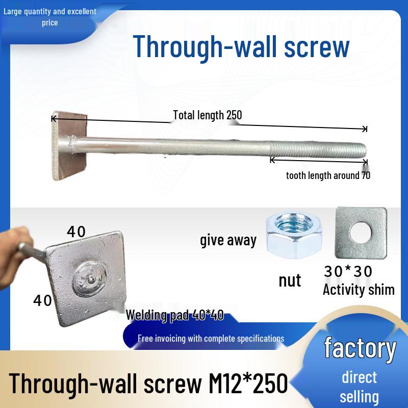 Galvanized Through-Wall Rod Bolt for Curtain Wall and Elevator Installation