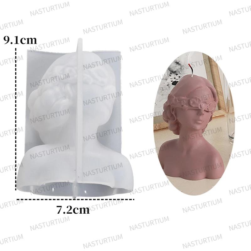 3D Rose Blindfolded Eye Closing Girl Silicone Candle Mold Handmade Candle Making Kit DIY Plaster Resin Soap Production Tool