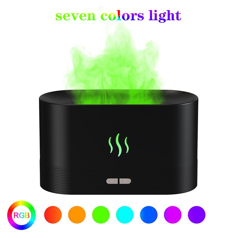 USB Simulation Flame Night Light with 250ML Water Tank Humidifier Aroma Diffuser for Home Office Bedroom Atmosphere Desk Lamp