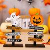 Nya Spökfestivalens Dekorationer Halloweenpumpor Bok Träprydnad Trädformade Spöken Plattformer