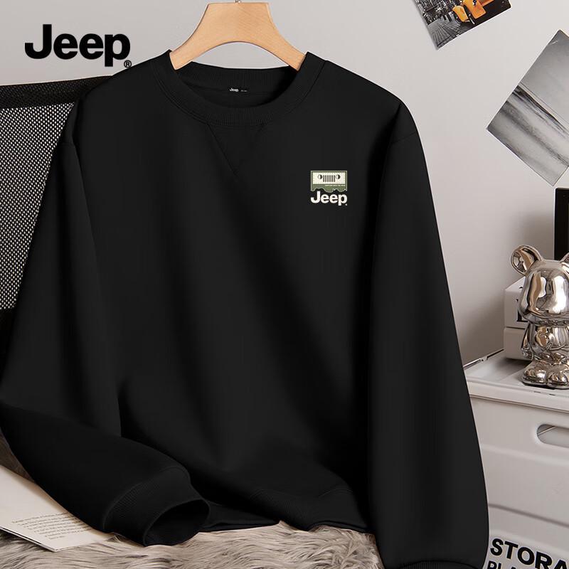 JEEP Men's Heavyweight Loose Fit Crewneck Pullover Sweatshirt