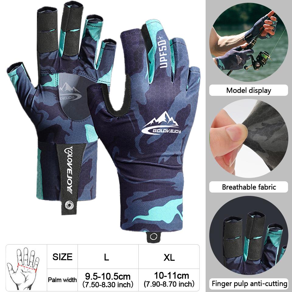 

Gobygo 1Pair Summer Shade Fishing Gloves Ice Silk Breathable Anti-Slip Wear-Resistant Half-Finger Gloves Outdoor Fishing Unisex L