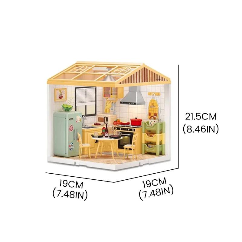 Doll House Micro Building Block Diy Handicraft Room Assembly Scene Bricks Bedroom Kitchen Restaurant Model Blocks Birthday Gifts