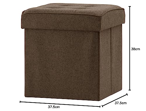 Fuji Boeki Storage Stool, Chair, Folding Storage Box, and Ottoman, 38cm Wide x 38cm Deep x 40cm High, Brown, Dino 85853