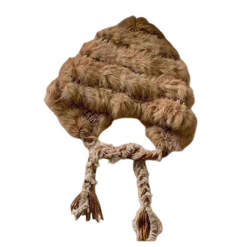 Plush Hat With Ear Warmth And Playfulness Hand Decoration For Winter Outdoor Activity Cold Weather Protection