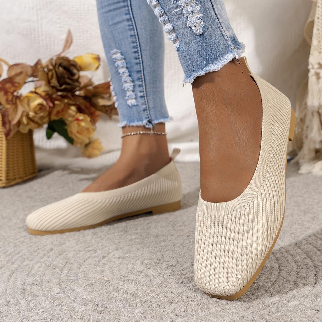 Fashion Women Flats 2025 New Solid Color Square Toe Shallow Loafers Women Slip on Shallow Comfortable Flat Shoes for Women Shoes