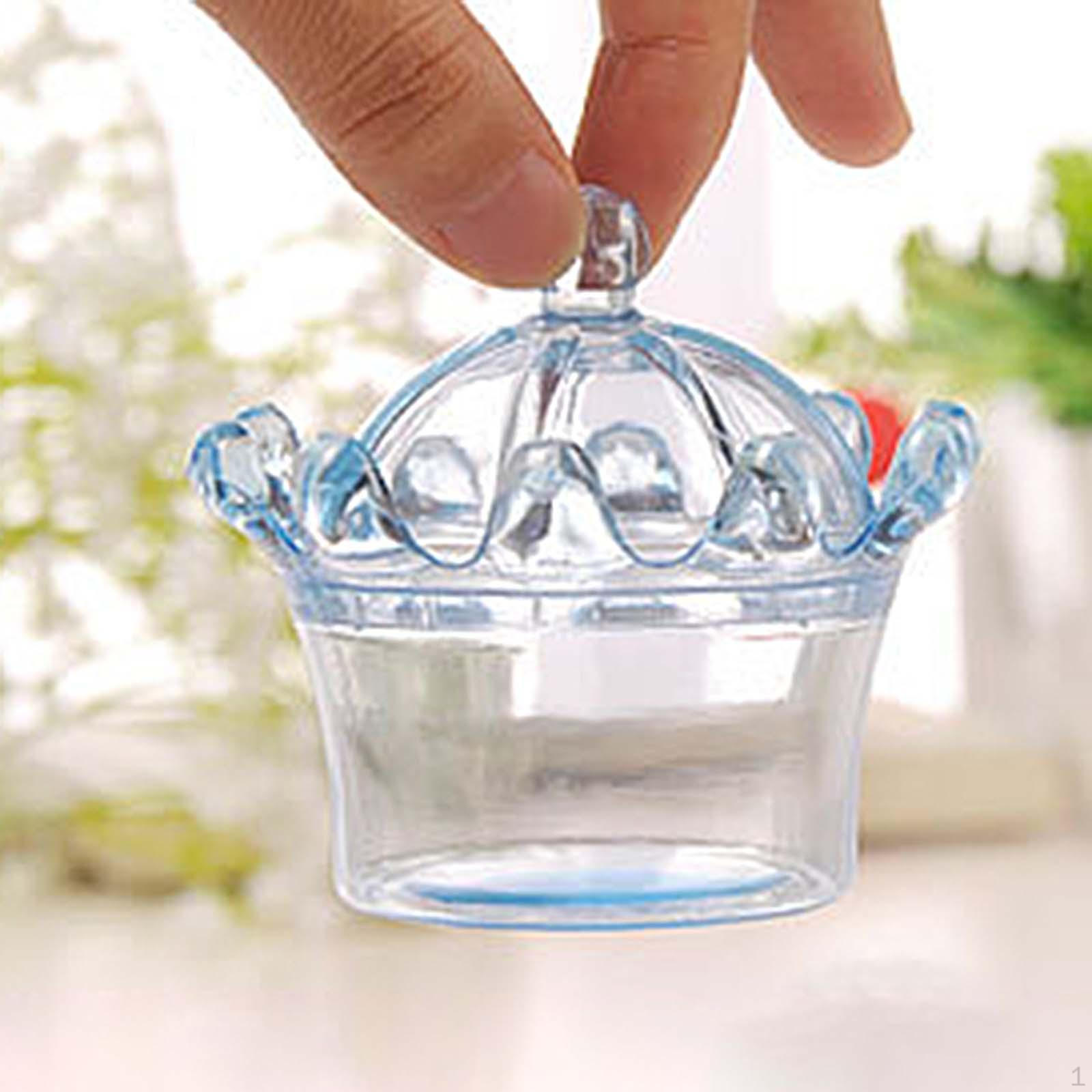 

6 Pieces Transparent Crown Jars Candy with Sealed Lids Chocolate Canisters Cookie Biscuit Jar синий