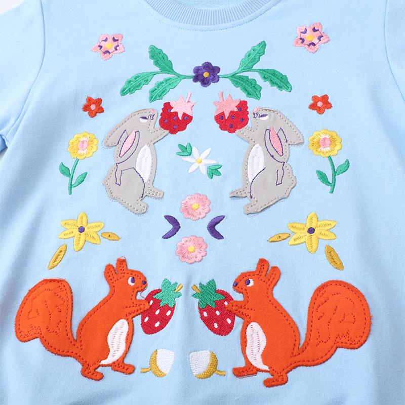 Mädchen Sweatshirt Kinderbekleidung Sweatshirt Herbst und Winter Neu Gestrickt Bestickt Langarm Mädchen Sweatshirt