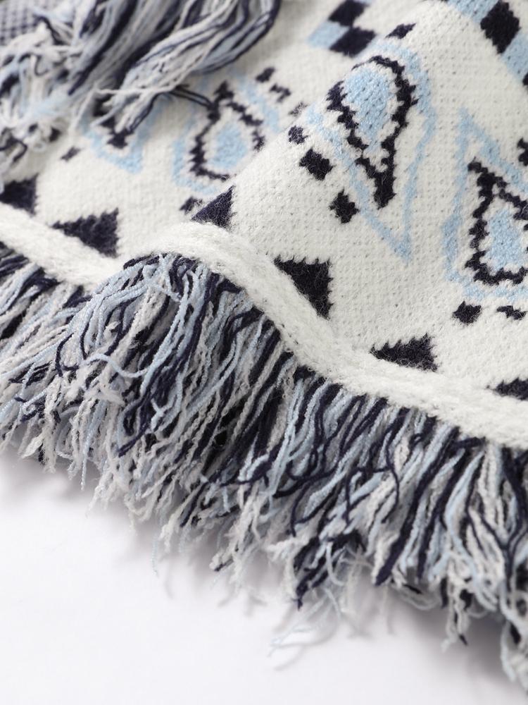 Women's Tassel V-neck Sweater Cardigan Ladies' Ethnic Style Sweater Jacket Ladies' Warm Waist Knitted Sweater Autumn and Winter