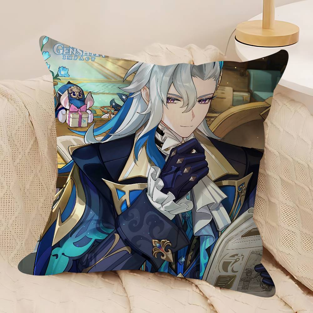 Neuvillette Genshin Impact Kissenbezug Abnehmbarer Waschbarer Kissenbezug – Ganzjahresweiches Leinen