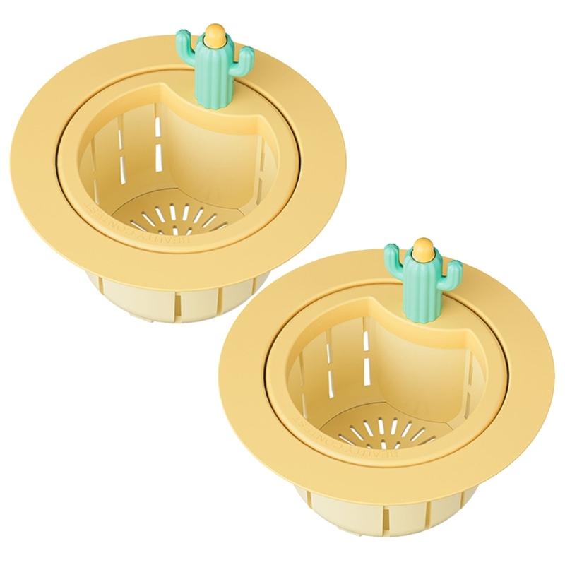 2Pcs Cactus Shaped Press Release Draining Basket Food Waste Catcher Sink Draining Basket Filter Easily to Clean