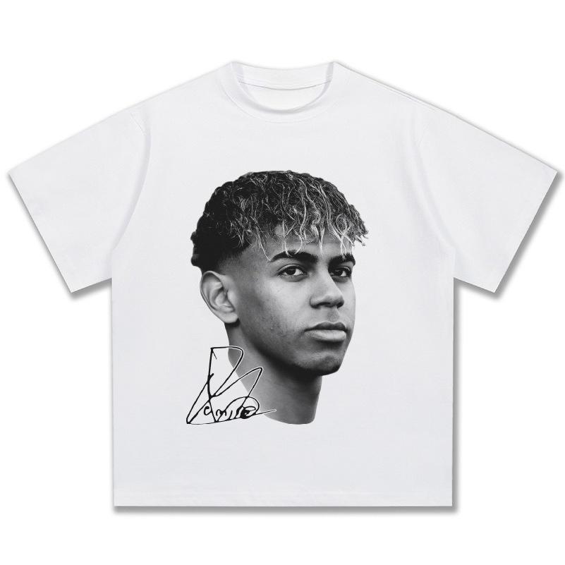 

American Hip Hop 2026 New Yamal American Retro Cotton Crew Neck TShirt Mens and Womens Retro Fashion Short Sleeve Top S