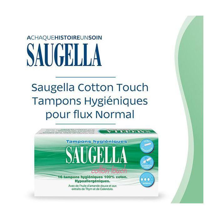 Tampons Hygiéniques - SAUGELLA - Cotton Touch - Hypoallergénique - Flux Moyen - 16 Tampons