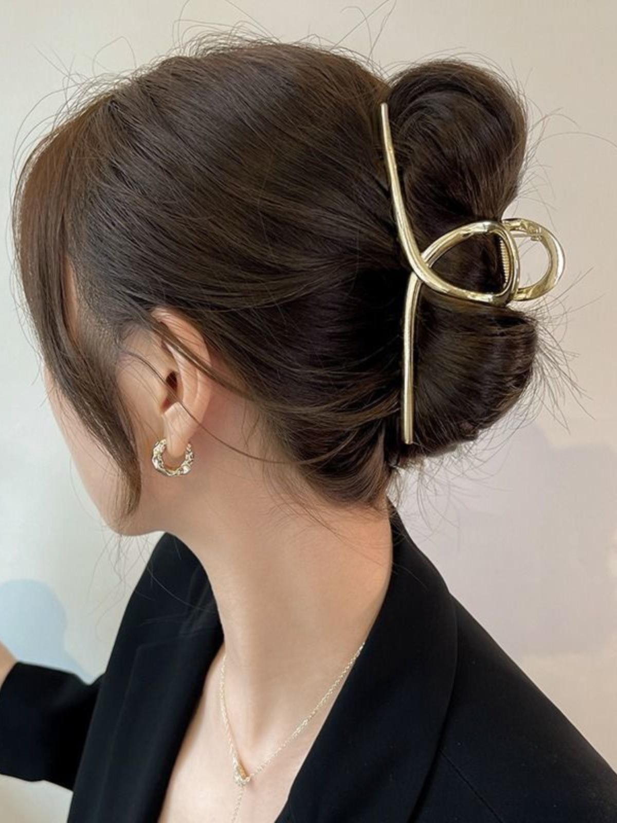 

Корейская заколка-акула с жемчугом и стразами: Большая заколка для волос 2025 для женщин