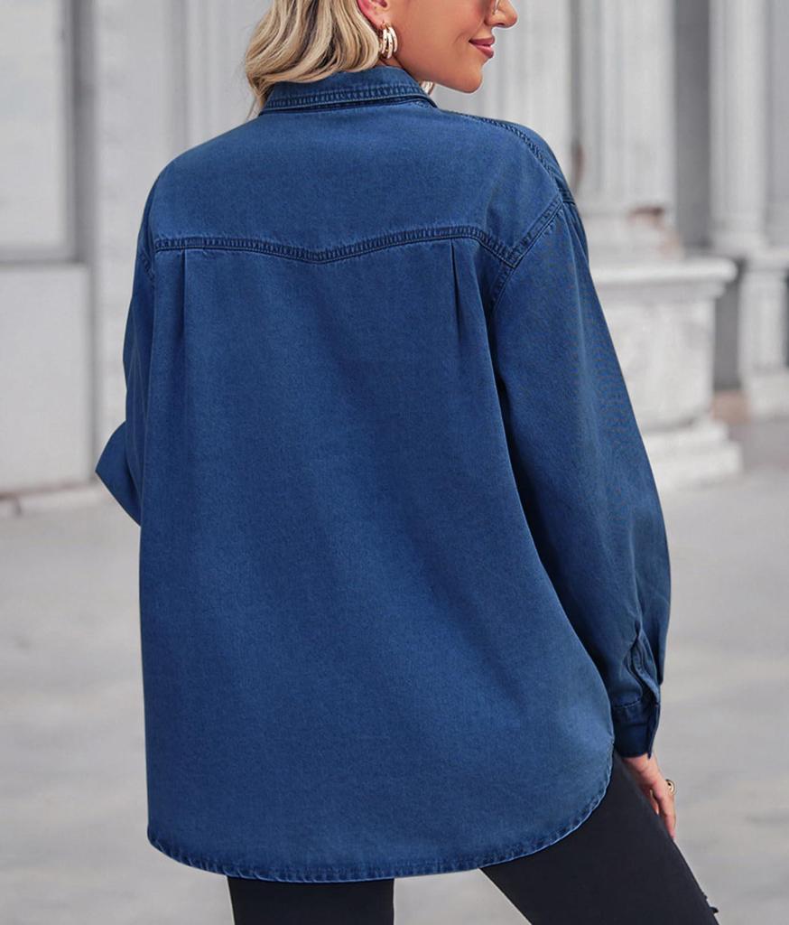 Women's Slimming Denim Jacket: Cross-border Style, Single-breasted, Long-sleeved, Casual Shirt