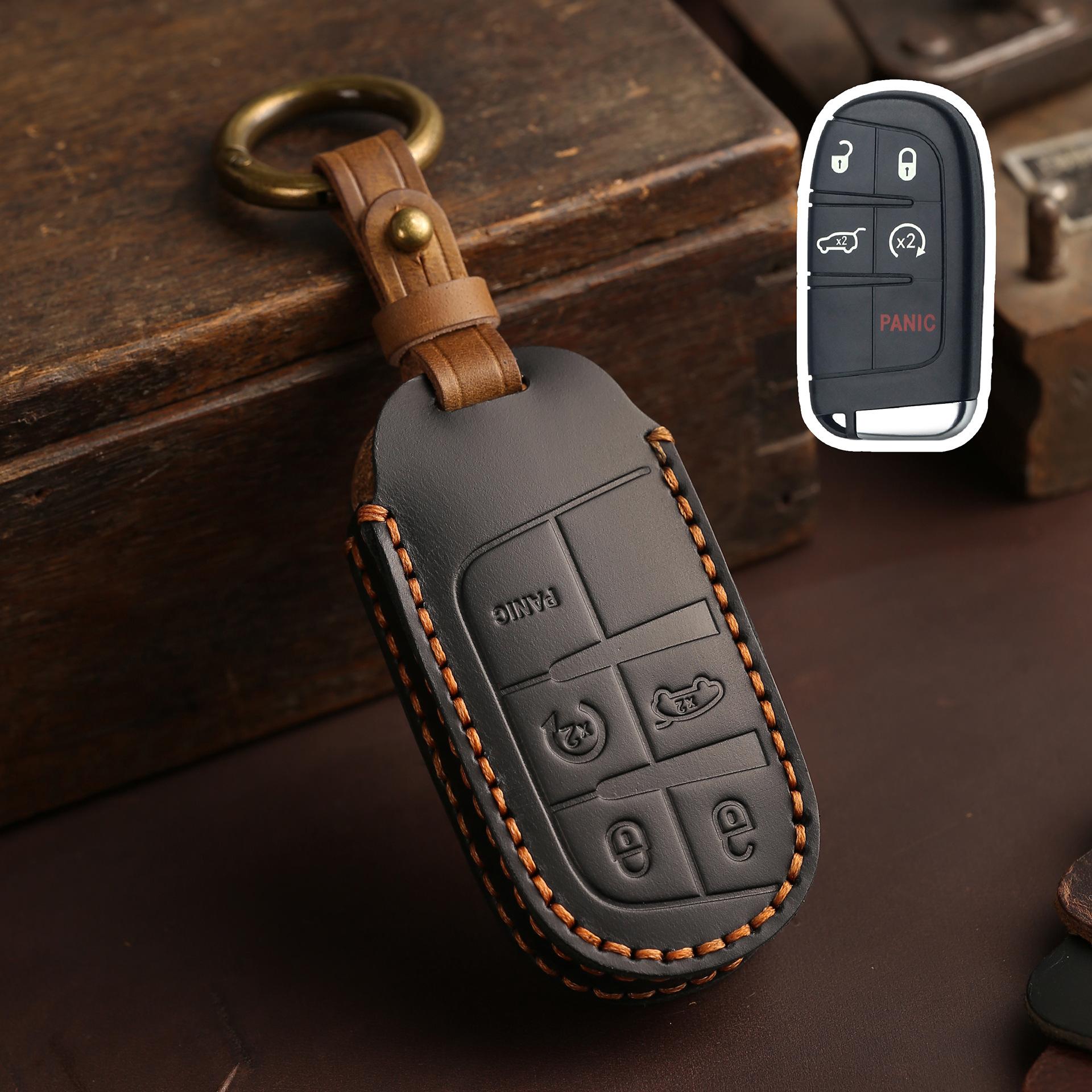

Applicable Jeep JEEP Free Light Key Bag Big Commander Compass Grand Cherokee Leather Handmade Protective Case чёрный