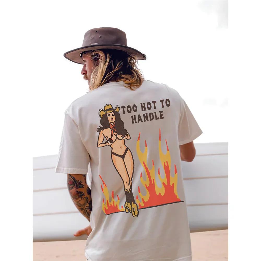 Men Cotton T-Shirt Short Sleeve Denim Graphic Apparel Harajuku Streetwear ONeck Tshirts Oversized Summer Men Tee Cowboy Clothing