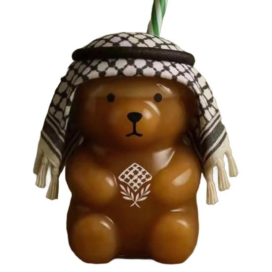 Cute Bear Glass Drinking Cup with Cap And Straw Clear Bear-Shaped Beverage Mug Novelty Coffee Beer Wine Cocktail Drinks Glassware for Cold Drinks