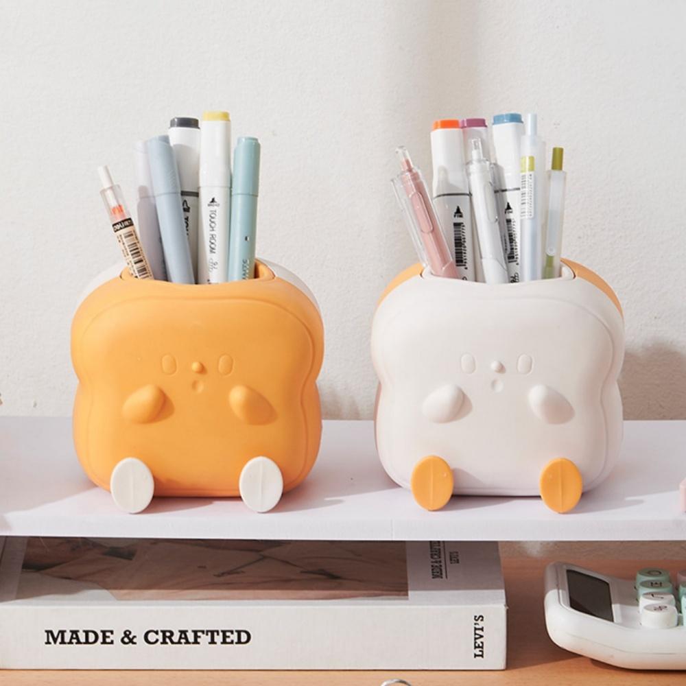 Toast Pen Holder Creative Office Stationery Holder Cartoon Pen Holder Elegant Multi-Function Organizer For Bathroom Vanity Desk