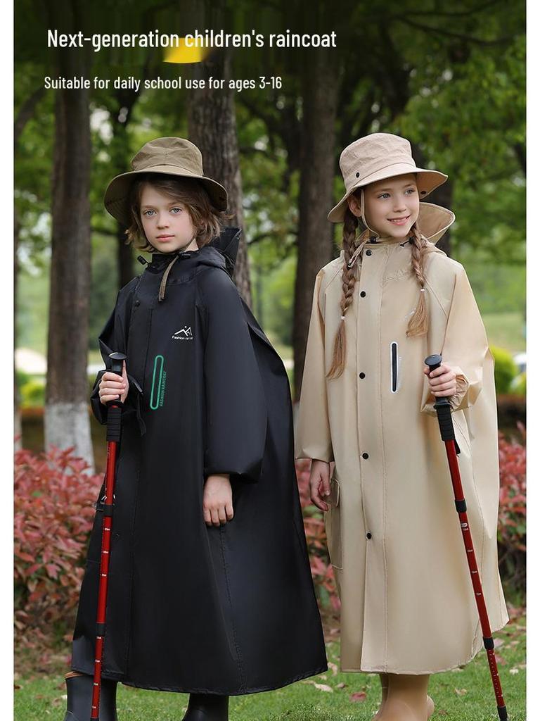 Kinder Unisex Langer Dicker Wasserdichter Poncho für Schule und Radfahren