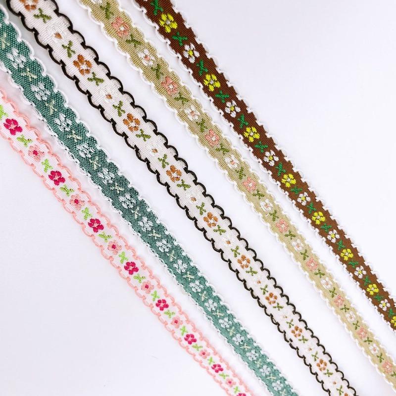 Lace Fabric Webbing Embroidery, Floral 1cm Handmade DIY Accessories Ribbon Clothing Decoration Jacquard Belt Length 3 Meters