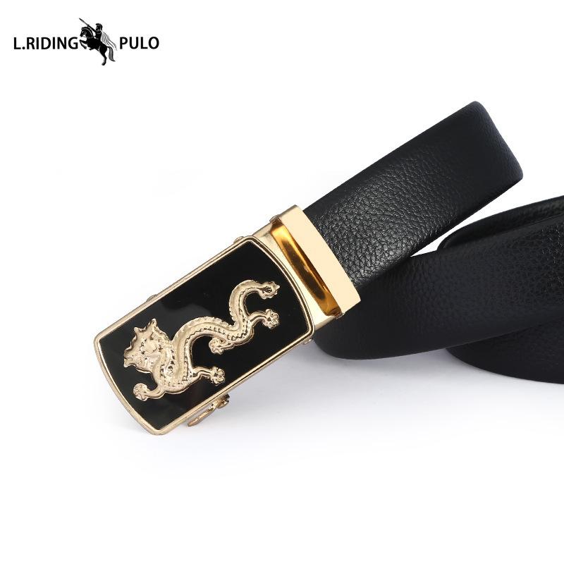 Pánský kožený opasek s automatickou sponou, business, korejský styl, kreativní, ležérní, všestranný, odolný proti opotřebení, dárkový opasek