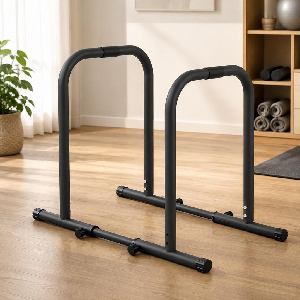 Freestanding Adjustable Parallel-Bar Fitness Station Sturdy Handrails Heavy Duty