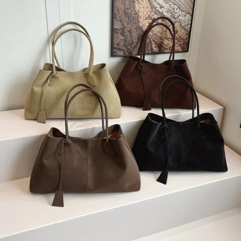 2026 Hot Selling Faux Suede Solid Color Fashiable Versatile Handbag High Quality Product Large Capacity Women's Shoulder Bags