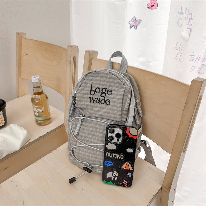Plaid Women's Backpack Large Capacity Student Schoolbag